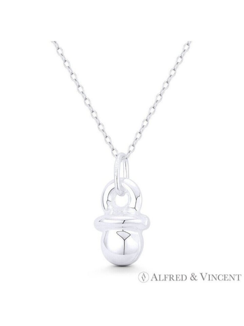 Baby Pacifier 3D Motherhood Charm Pendant in .925 Sterling Silver